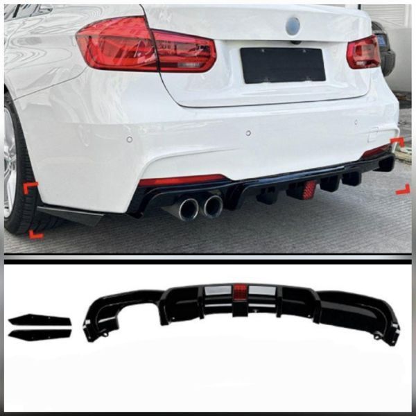 Difuzor pentru BMW 3 Series (F30) (2012–2019) cu lumină LED în stil Formula-1 aspect de carbon (aquaprint) 2:0